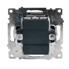Выключатель Stekker GLS10-7101-05, Катрин, 1-клавишный, c индикатором, 250В, 10А, черный