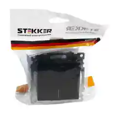 Выключатель Stekker GLS10-7101-05, Катрин, 1-клавишный, c индикатором, 250В, 10А, черный