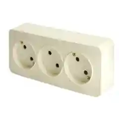 Розетка Stekker MST10-13-04, София, 3-местная, б/з, 250В, 10А, IP20, слоновая кость