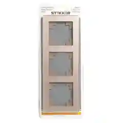 Рамка Stekker GFR00-7003-02, 3-местная, стекло, серия Катрин, шампань