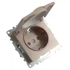 Розетка Stekker GLS16-7112-02, 1-местная, с крышкой, с/з, 250В, 16А, серия Катрин, шампань