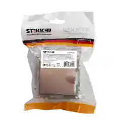 Розетка Stekker GLS16-7112-02, 1-местная, с крышкой, с/з, 250В, 16А, серия Катрин, шампань