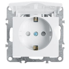 Розетка Stekker PST16-9112-01, 1-местная, с/з, с крышкой (механизм), серия Эрна, белый