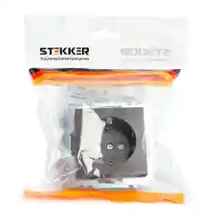 Розетка Stekker GLS16-7110-04, Катрин, 1-местная, со шторкой, с/з, 250В, 16А, шоколад