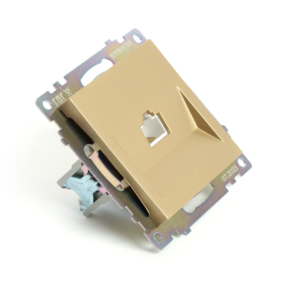 Розетка компьютерная Stekker GLS00-7107-08, 1-местная, RJ-45, серия Катрин, золото