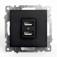 Розетка Stekker GLS10-7115-05, 2-местная USB (механизм), 250В, 2,1А, серия Катрин, черный