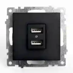 Розетка Stekker GLS10-7115-05, 2-местная USB (механизм), 250В, 2,1А, серия Катрин, черный