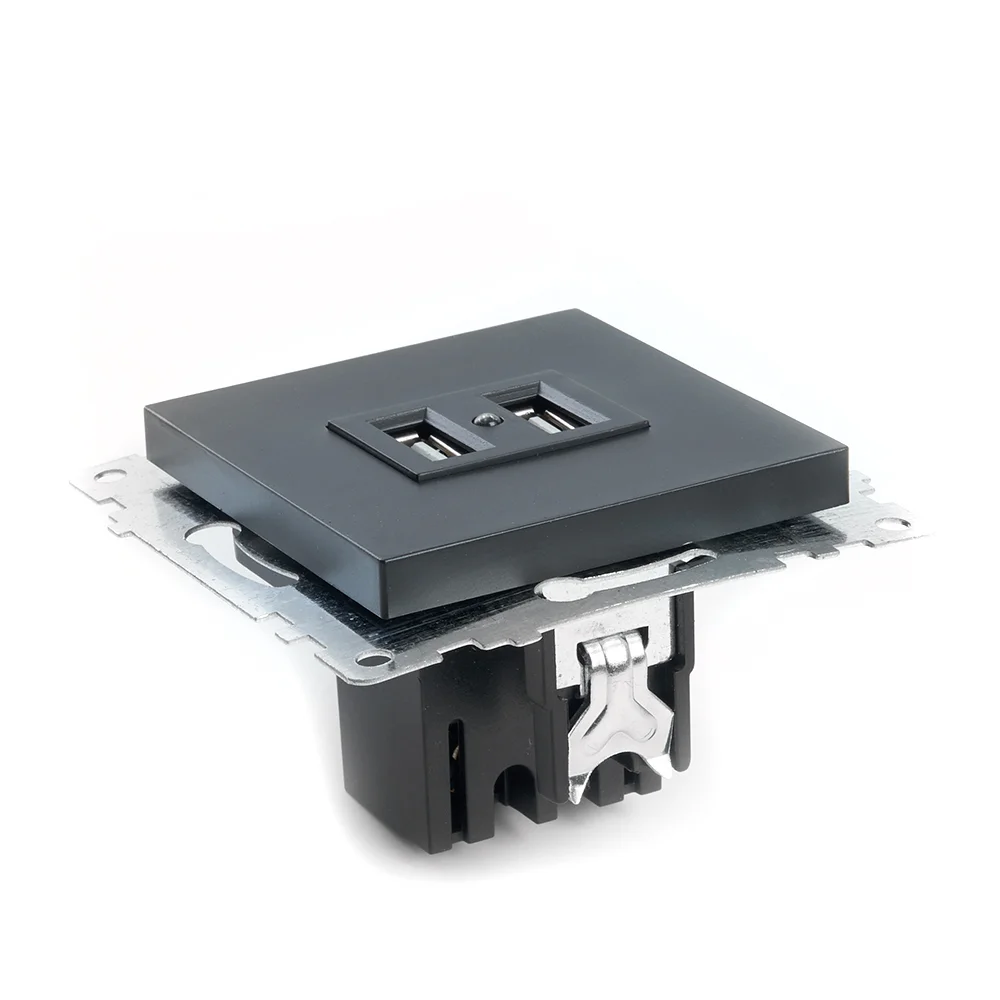 Розетка Stekker GLS10-7115-05, 2-местная USB (механизм), 250В, 2,1А, серия Катрин, черный