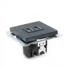 Розетка Stekker GLS10-7115-05, 2-местная USB (механизм), 250В, 2,1А, серия Катрин, черный