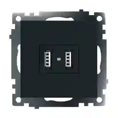 Розетка Stekker GLS10-7115-05, 2-местная USB (механизм), 250В, 2,1А, серия Катрин, черный