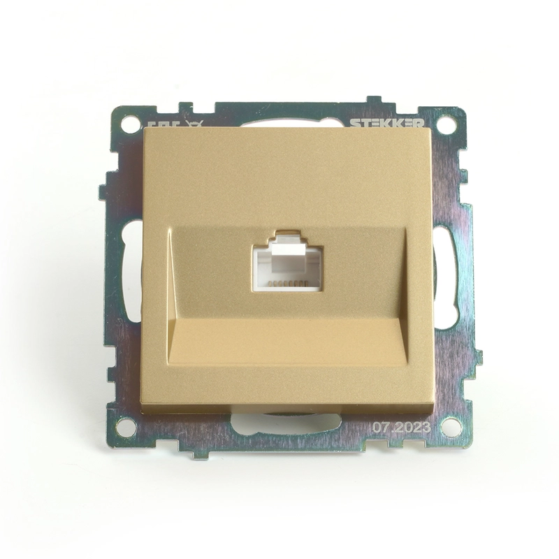 Розетка компьютерная Stekker GLS00-7107-08, 1-местная, RJ-45, серия Катрин, золото