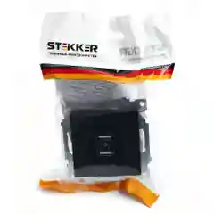 Розетка Stekker GLS10-7115-05, 2-местная USB (механизм), 250В, 2,1А, серия Катрин, черный