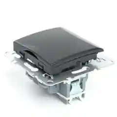 Розетка Stekker PST16-9112-03, 1-местная, с/з, с крышкой (механизм), серия Эрна, черный