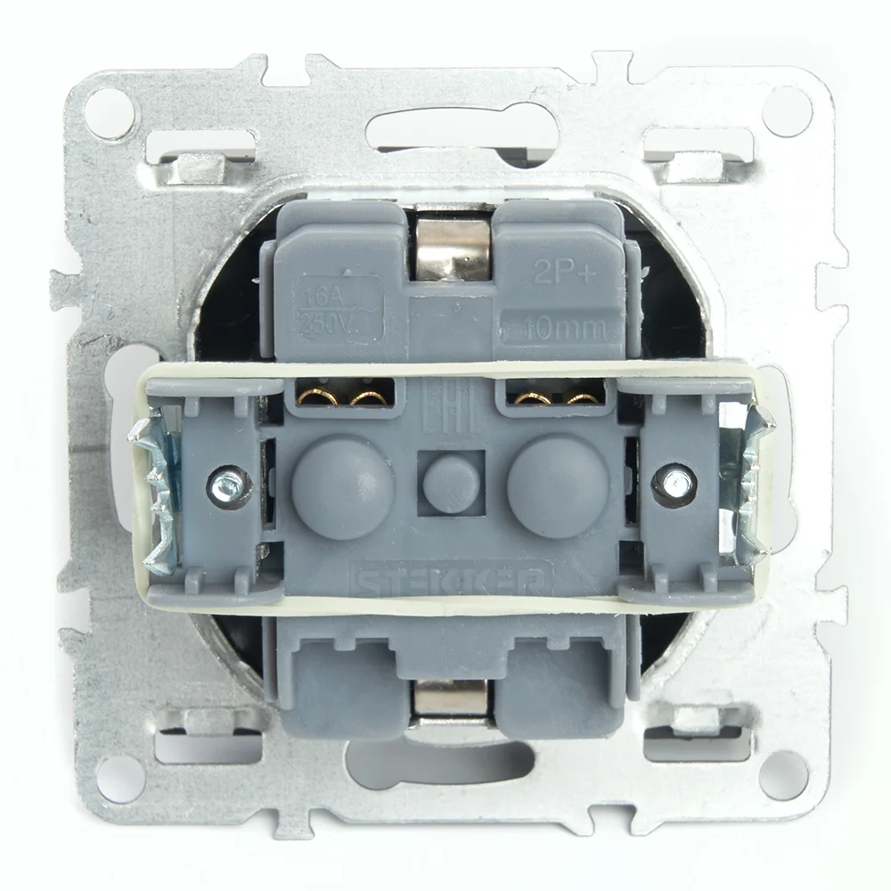 Розетка Stekker PST16-9112-03, 1-местная, с/з, с крышкой (механизм), серия Эрна, черный