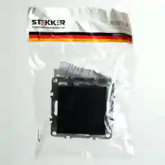 Выключатель Stekker PSW10-9103-03, 1-клавишный (механизм), серия Эрна, черный