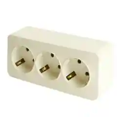 Розетка Stekker MST16-13-04, 3-местная, с/з, 250В, 16А, IP20, серия София, слоновая кость