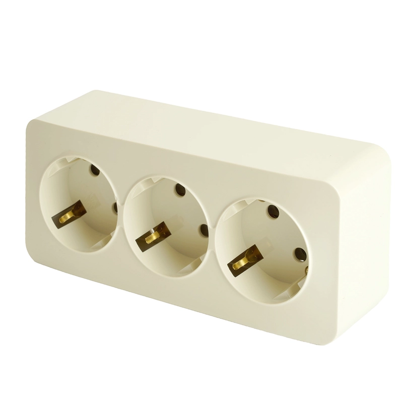 Розетка Stekker MST16-13-04, 3-местная, с/з, 250В, 16А, IP20, серия София, слоновая кость