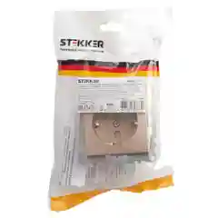 Розетка Stekker GLS16-7110-02, Катрин, 1-местная, со шторкой, с/з , 250В, 16А, шампань