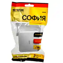 Переключатель Stekker MSW10-12-01, София, 1-клавишный, 250В, 10А, IP20, белый