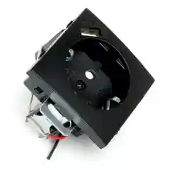 Розетка Stekker PST16-9111-03, 1-местная (механизм) с USB, черная