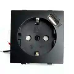 Розетка Stekker PST16-9111-03, 1-местная (механизм) с USB, черная