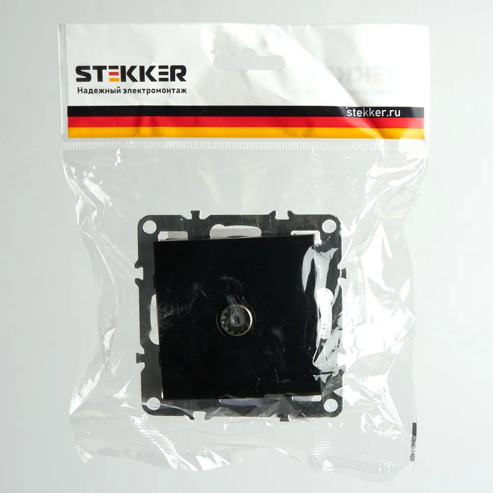 Розетка телевизионная Stekker PST00-9108-03, 1-местная, 75 Ом (механизм), цвет черный