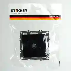 Розетка телевизионная Stekker PST00-9108-03, 1-местная, 75 Ом (механизм), цвет черный