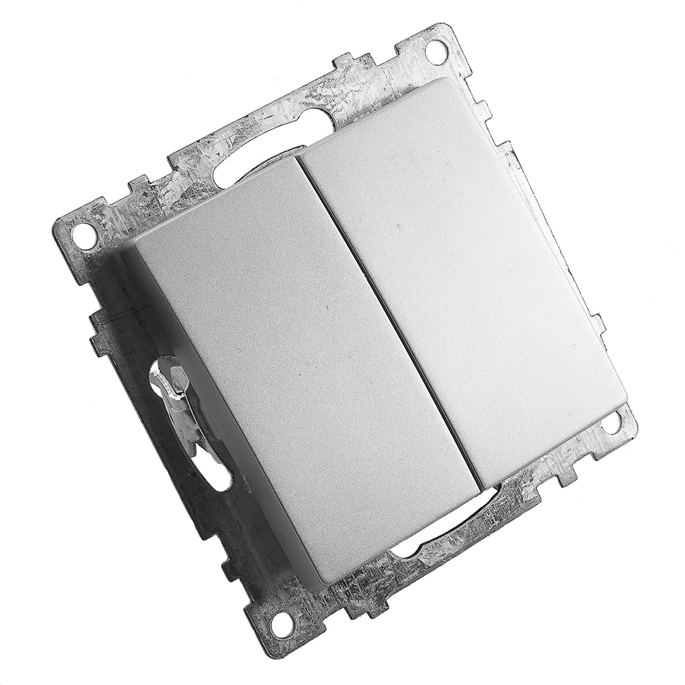 Выключатель Stekker GLS10-7104-03, 2-клавишный (механизм) 250В/10А, цвет серебро