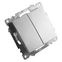 Выключатель Stekker GLS10-7104-03, 2-клавишный (механизм) 250В/10А, цвет серебро