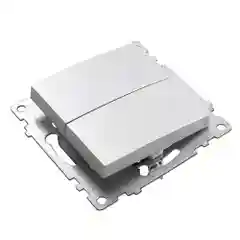 Выключатель Stekker GLS10-7104-03, 2-клавишный (механизм) 250В/10А, цвет серебро