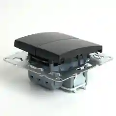 Выключатель Stekker PSW10-9104-03, 2-клавишный (механизм), черная