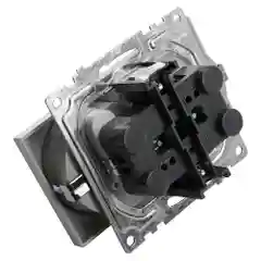 Розетка Stekker GLS16-7114-03, 2-местная с защитной шторкой, 250В/16А, цвет серебро