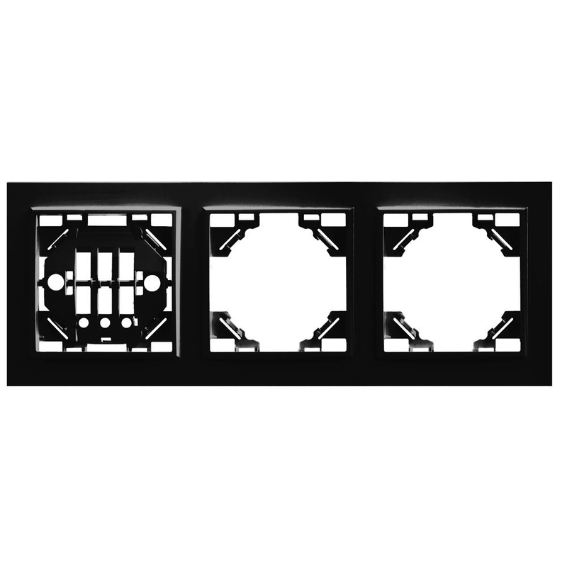 Рамка Stekker PFR00-9003-03, трехместная горизонтальная, черная