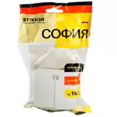 Выключатель 2-клавишный, Stekker, MSW10-21-01, с индикатором, белый