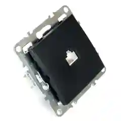 Розетка компьютерная, 1-местная Stekker, PST00-9107-03, RJ-45 механизм, серия Эрна, черный