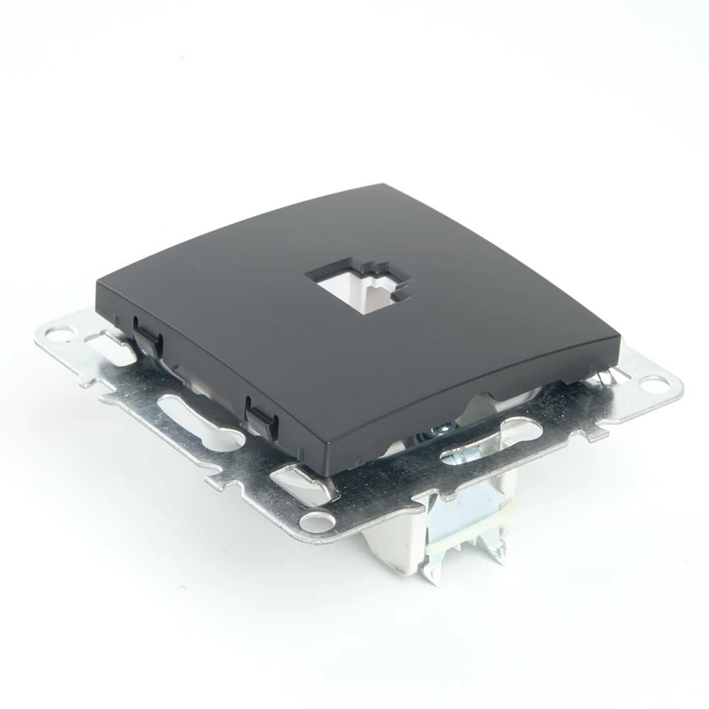 Розетка компьютерная, 1-местная Stekker, PST00-9107-03, RJ-45 механизм, серия Эрна, черный