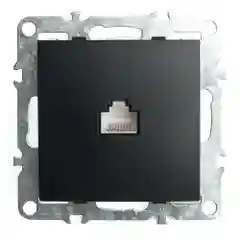 Розетка компьютерная, 1-местная Stekker, PST00-9107-03, RJ-45 механизм, серия Эрна, черный
