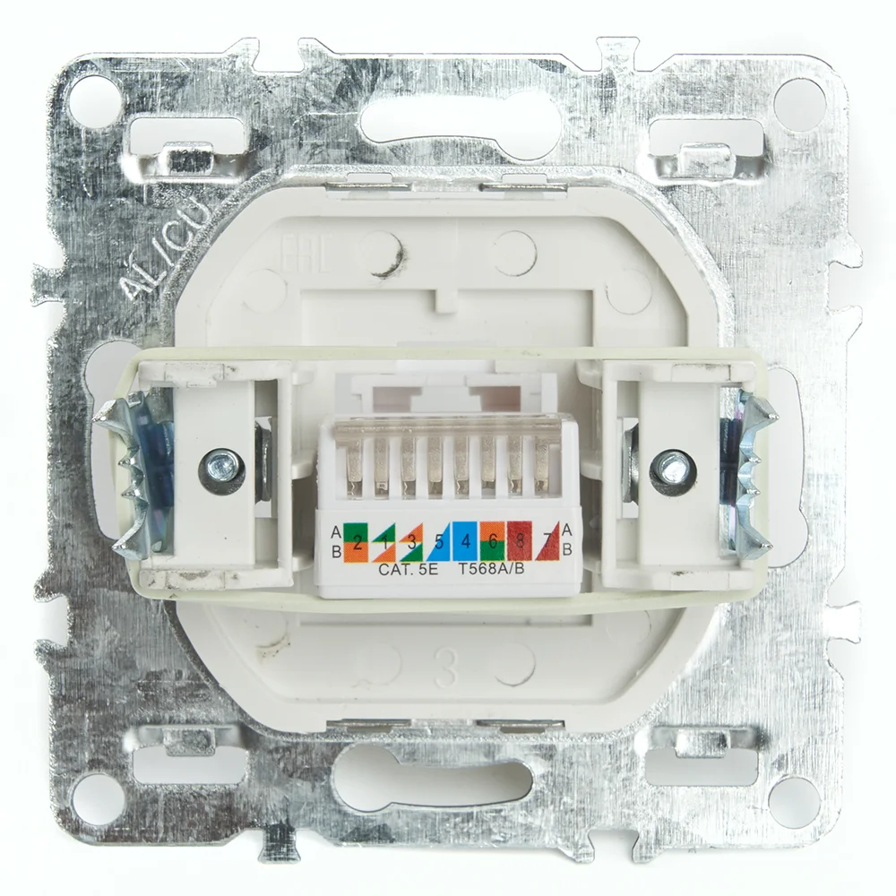 Розетка компьютерная, 1-местная Stekker, PST00-9107-03, RJ-45 механизм, серия Эрна, черный