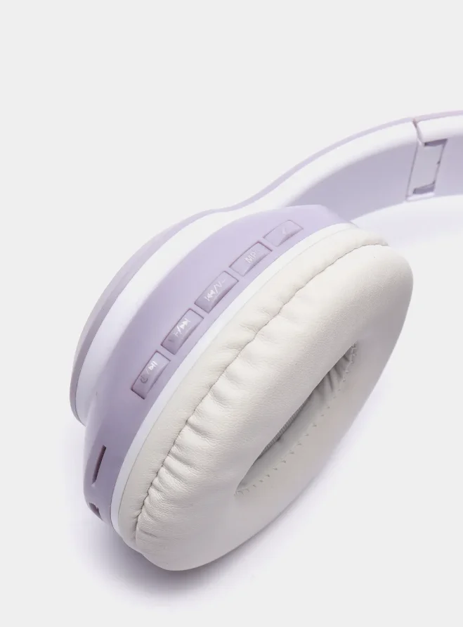 Сиреневый беспроводные светящиеся Bluetooth-наушники с ушками CAT