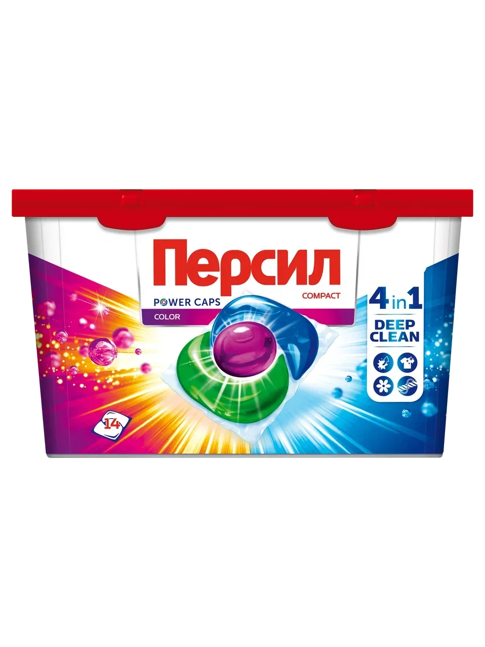 Капсулы Персил Power Caps Color 4 in 1 для цветного белья, 14 штук