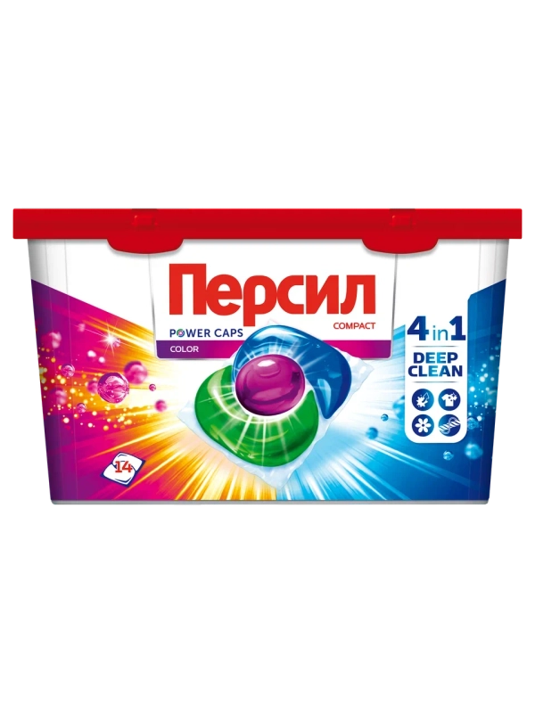 Капсулы Персил Power Caps Color 4 in 1 для цветного белья, 14 штук