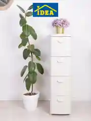 Белый комод узкий РОТАНГ IDEA (4 секции)