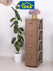 Бежевый комод узкий РОТАНГ IDEA (4 секции)
