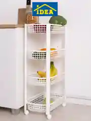 Белый полка / этажерка овощная на колесах (4 секции) IDEA