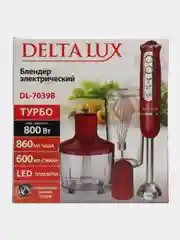 Красный блендер DELTA LUX DL-7039B, 800 Вт, с чашей погружной