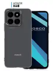 Прозрачный чехол для Honor X6b силиконовый ROSCO прозрачный с бортиком, защитой камер и от прилипания
