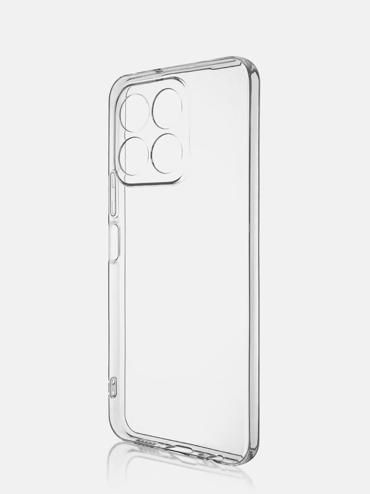 Прозрачный чехол для Honor X6b силиконовый ROSCO прозрачный с бортиком, защитой камер и от прилипания