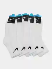 Белый носки белые мужские средней длины с вышитым принтом Найк (Nike), комплект из 5 пар, хлопок