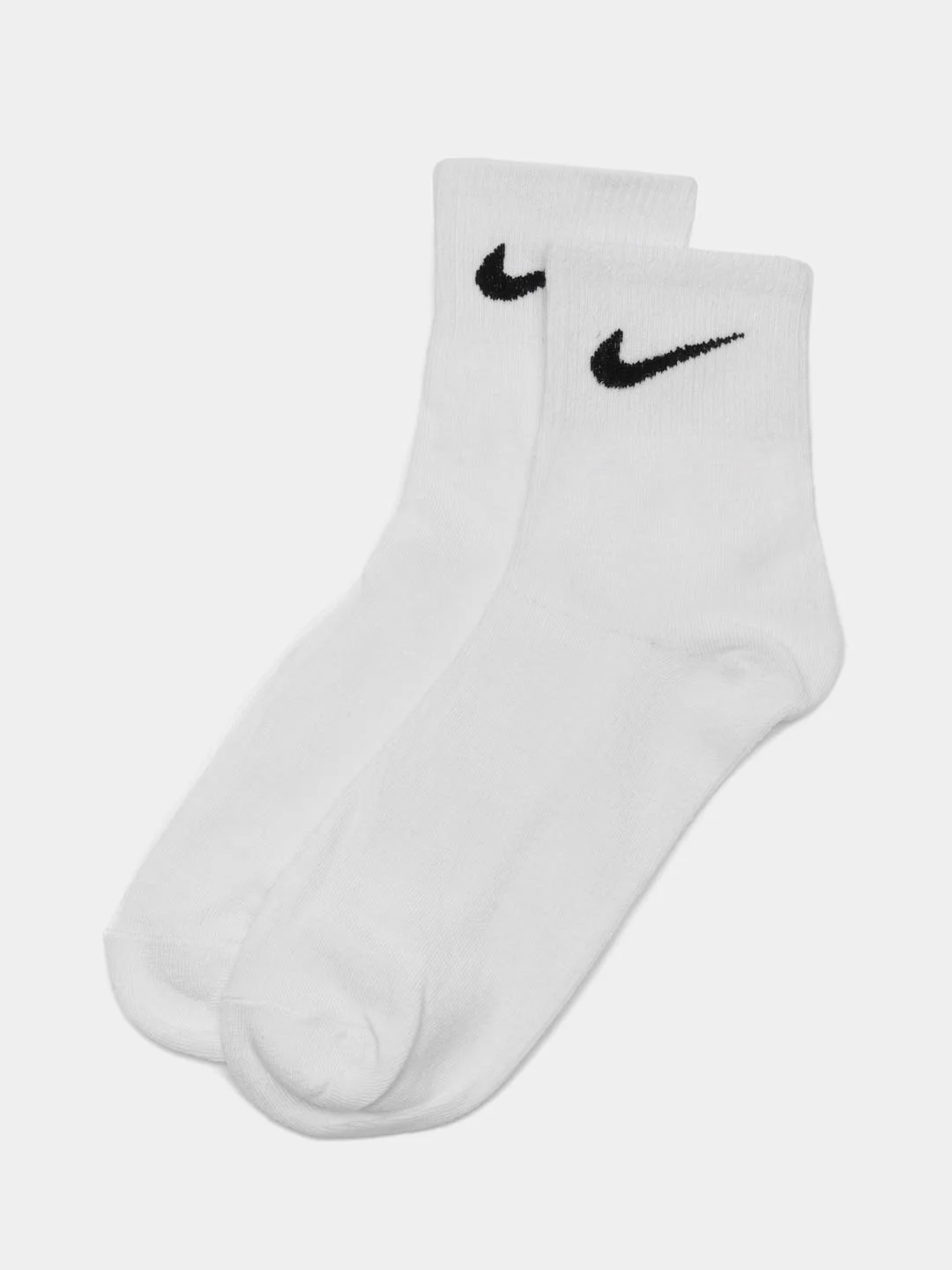 Белый носки белые мужские средней длины с вышитым принтом Найк (Nike), комплект из 5 пар, хлопок