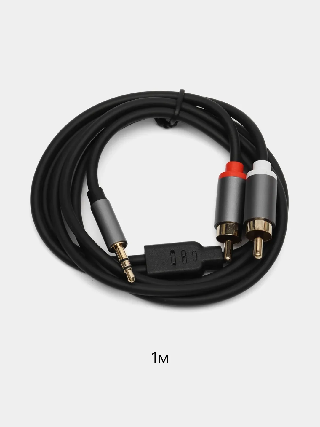 Тёмно-серый аудио кабель AUX тюльпаны 3.5 мм RCA 2 (папа) - 3.5 Jack (папа), от 1м и до 20м